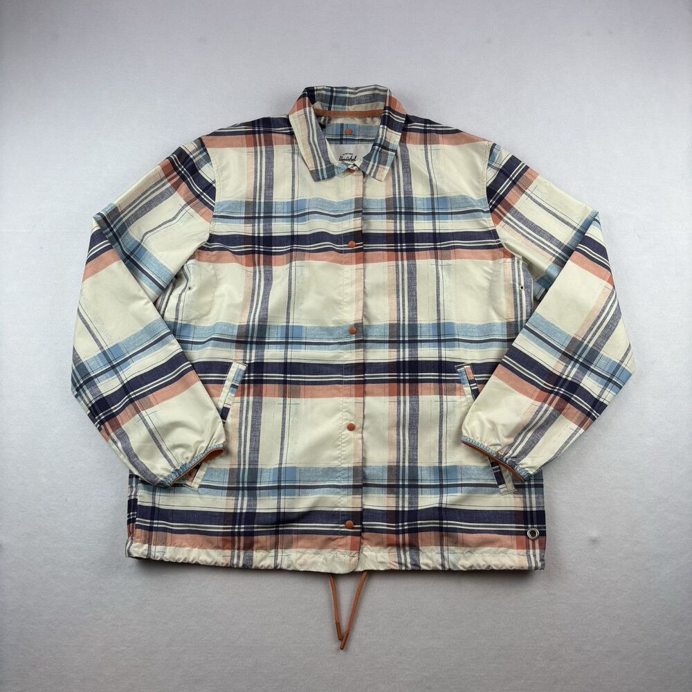 Herschel Voyage Coach Lightweigh Packable Jacket Mens S Plaid Snap Up